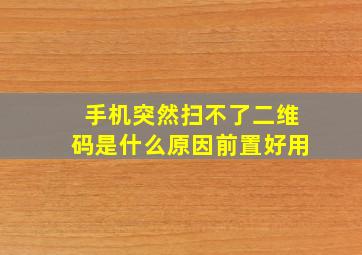 手机突然扫不了二维码是什么原因前置好用