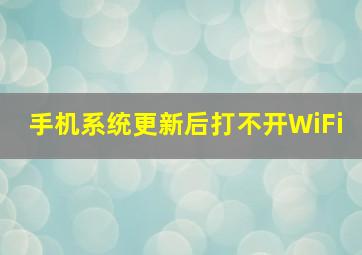 手机系统更新后打不开WiFi