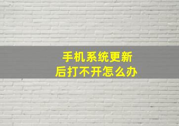 手机系统更新后打不开怎么办