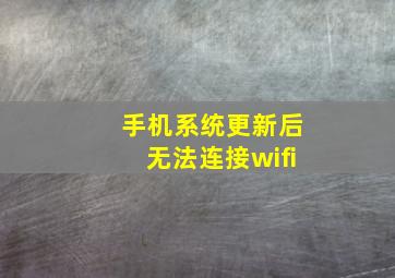 手机系统更新后无法连接wifi