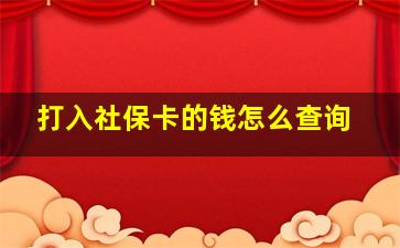 打入社保卡的钱怎么查询