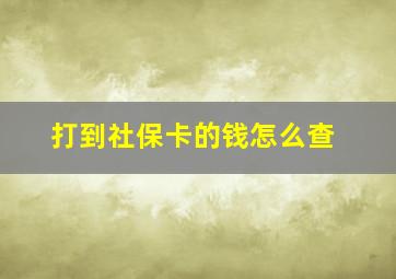 打到社保卡的钱怎么查