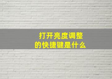 打开亮度调整的快捷键是什么