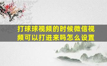 打球球视频的时候微信视频可以打进来吗怎么设置