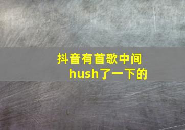 抖音有首歌中间hush了一下的