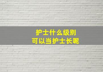 护士什么级别可以当护士长呢