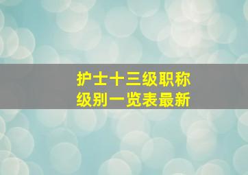 护士十三级职称级别一览表最新