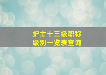 护士十三级职称级别一览表查询