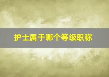 护士属于哪个等级职称