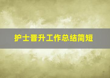 护士晋升工作总结简短