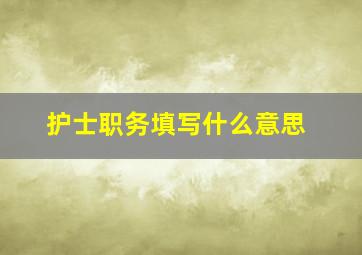 护士职务填写什么意思