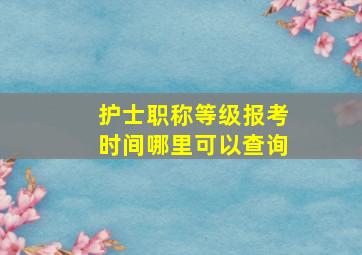 护士职称等级报考时间哪里可以查询