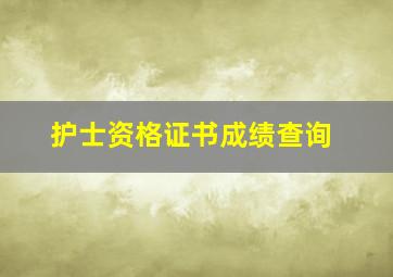 护士资格证书成绩查询