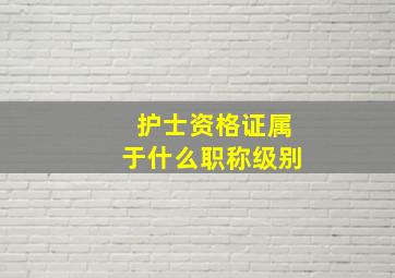 护士资格证属于什么职称级别