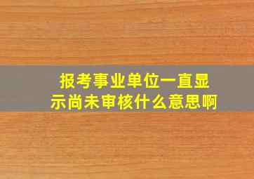 报考事业单位一直显示尚未审核什么意思啊