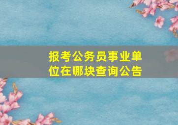 报考公务员事业单位在哪块查询公告