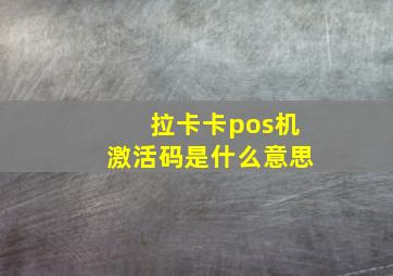 拉卡卡pos机激活码是什么意思