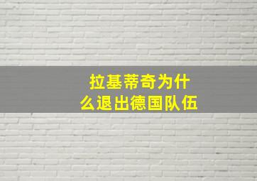 拉基蒂奇为什么退出德国队伍