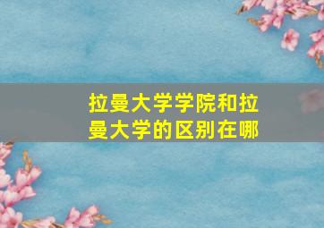 拉曼大学学院和拉曼大学的区别在哪