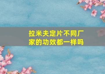 拉米夫定片不同厂家的功效都一样吗