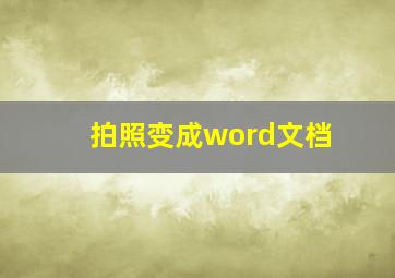 拍照变成word文档