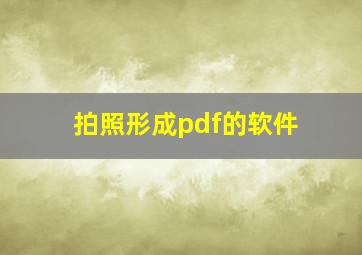 拍照形成pdf的软件