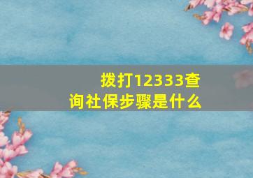 拨打12333查询社保步骤是什么