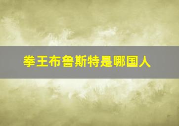 拳王布鲁斯特是哪国人