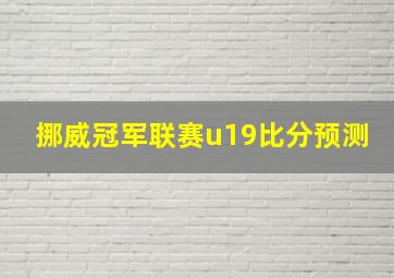 挪威冠军联赛u19比分预测