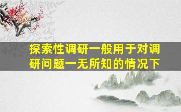 探索性调研一般用于对调研问题一无所知的情况下