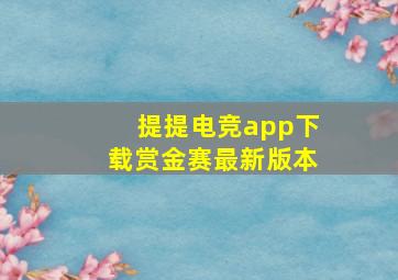 提提电竞app下载赏金赛最新版本