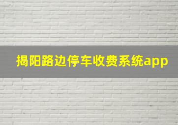 揭阳路边停车收费系统app