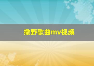 撒野歌曲mv视频