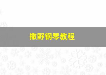 撒野钢琴教程