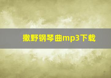 撒野钢琴曲mp3下载