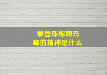 攀登珠穆朗玛峰的精神是什么