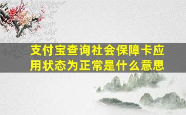 支付宝查询社会保障卡应用状态为正常是什么意思