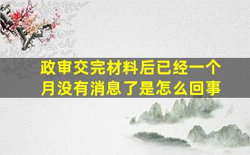 政审交完材料后已经一个月没有消息了是怎么回事