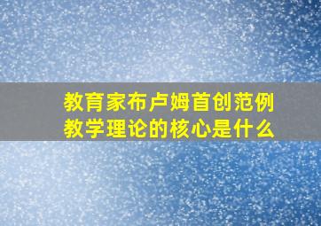 教育家布卢姆首创范例教学理论的核心是什么