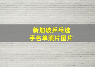 新加坡乒乓选手名单照片图片