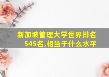 新加坡管理大学世界排名545名,相当于什么水平