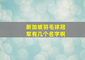 新加坡羽毛球冠军有几个名字啊