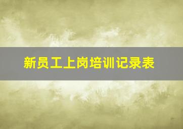 新员工上岗培训记录表