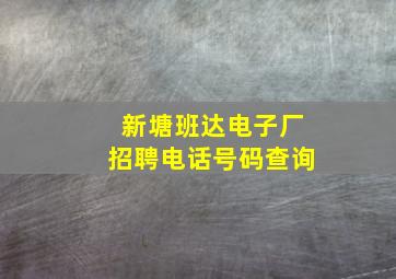 新塘班达电子厂招聘电话号码查询