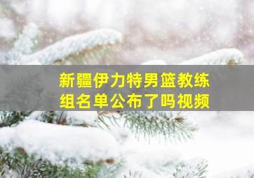 新疆伊力特男篮教练组名单公布了吗视频