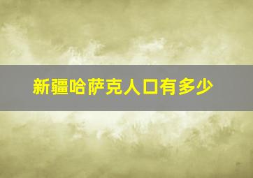 新疆哈萨克人口有多少