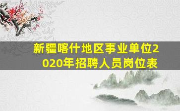 新疆喀什地区事业单位2020年招聘人员岗位表