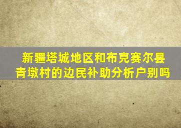 新疆塔城地区和布克赛尔县青墩村的边民补助分析户别吗