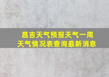 昌吉天气预报天气一周天气情况表查询最新消息