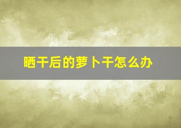 晒干后的萝卜干怎么办